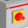 Abb sikkerhedsafbryder AC23, 30A, 3-polet, EMC, med hjælpekontakt, rød/gul greb, metrisk gevind