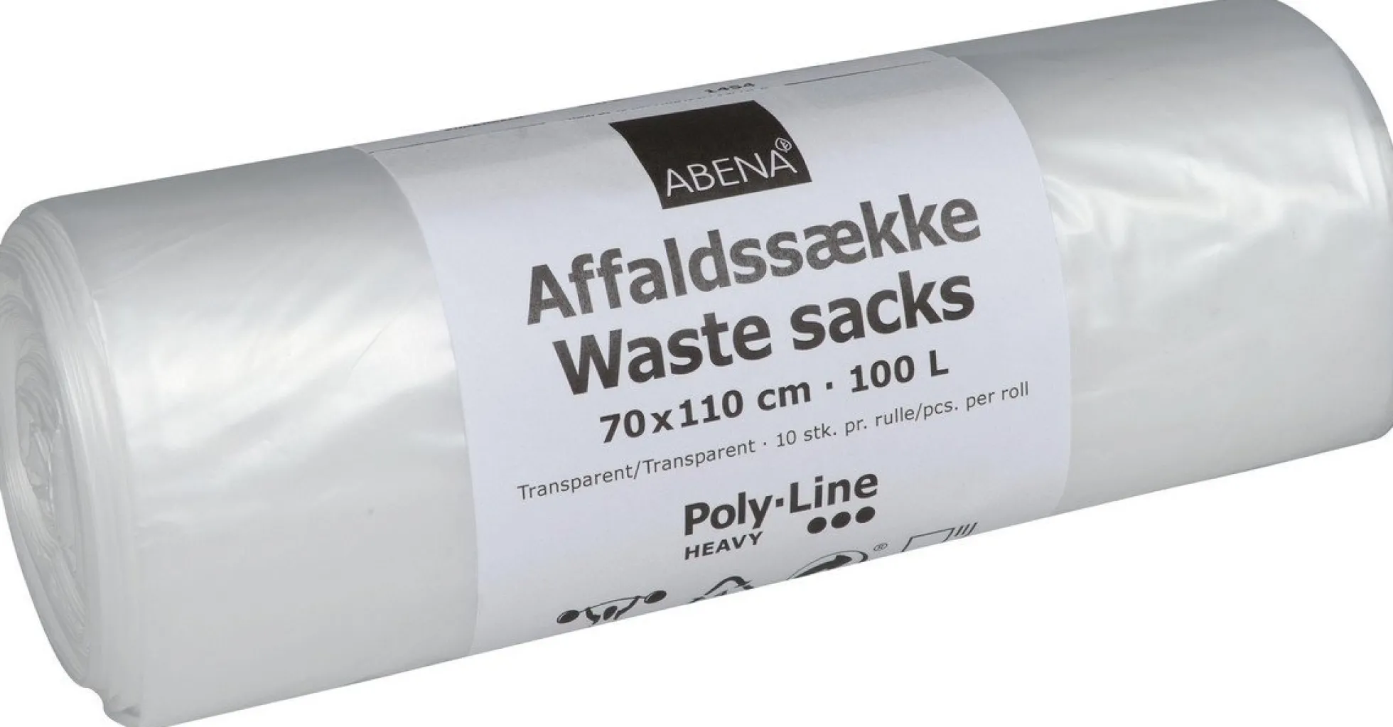 Abena Poly-Line Supersæk PLUS, 100 l, klar, 70x110cm, med tryk