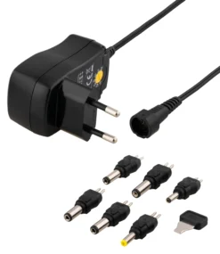AC-adapter, 230V til 3-12 V DC, 600 mA, 6 udskiftelige stik