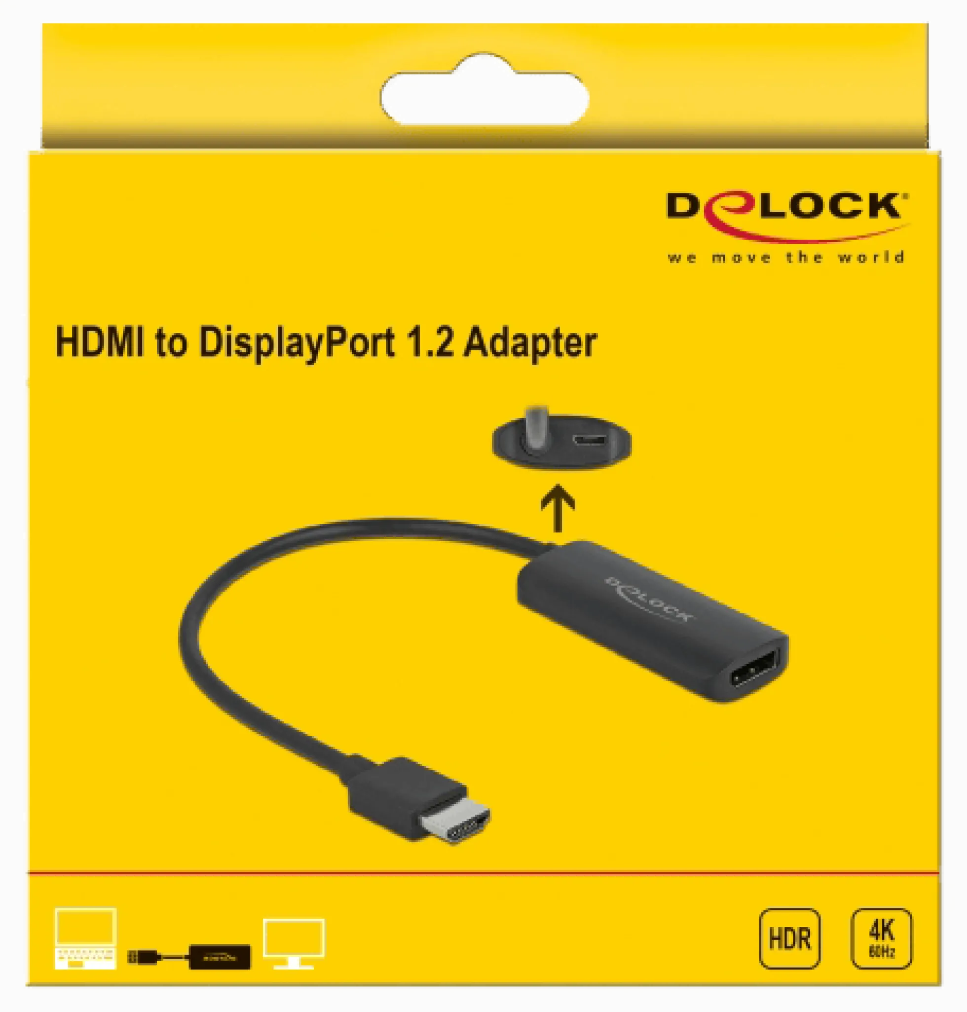 Adapter HDMI-A male til DisplayPort female, 4K 60 Hz - DeLock
