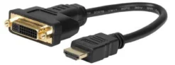 Adapter HDMI - DVI M/F, 15 cm, sort, HDMI til DVI (24+5), signal kan gå begge veje