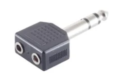 Adapter, 6,3 mm - 2 x 3,5 mm, M-F Stereo
