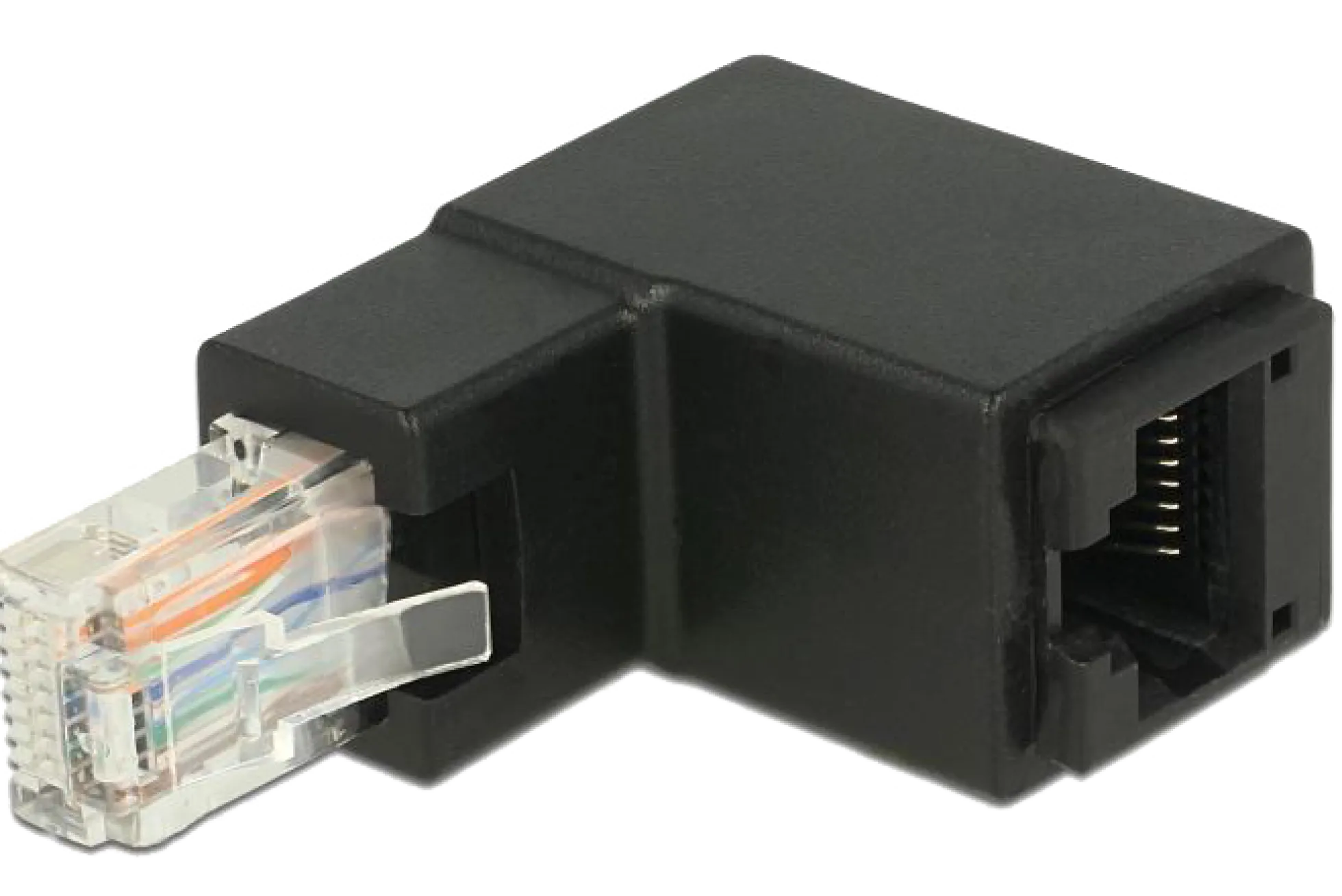 Adapter RJ45 plug angled > RJ45 jack Cat.6 UTP