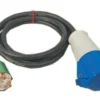 Adaptorkabel udendørs m/jord, 230V, 10A, 3P CEE/dansk stik m/jord- 1 meter