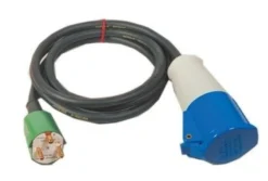 Adaptorkabel udendørs m/jord, 230V, 10A, 3P CEE/dansk stik m/jord- 1 meter