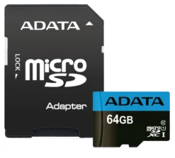 ADATA 64GB MicroSDXC kort med SD Adapter, UHS-I, Class 10, A1, blå