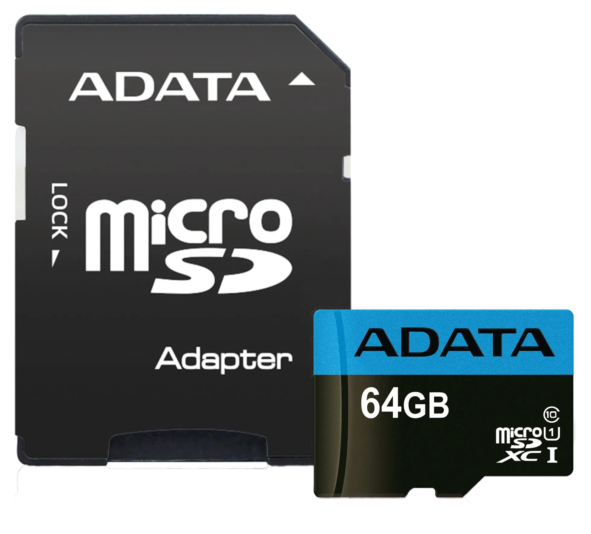 ADATA 64GB MicroSDXC kort med SD Adapter, UHS-I, Class 10, A1, blå