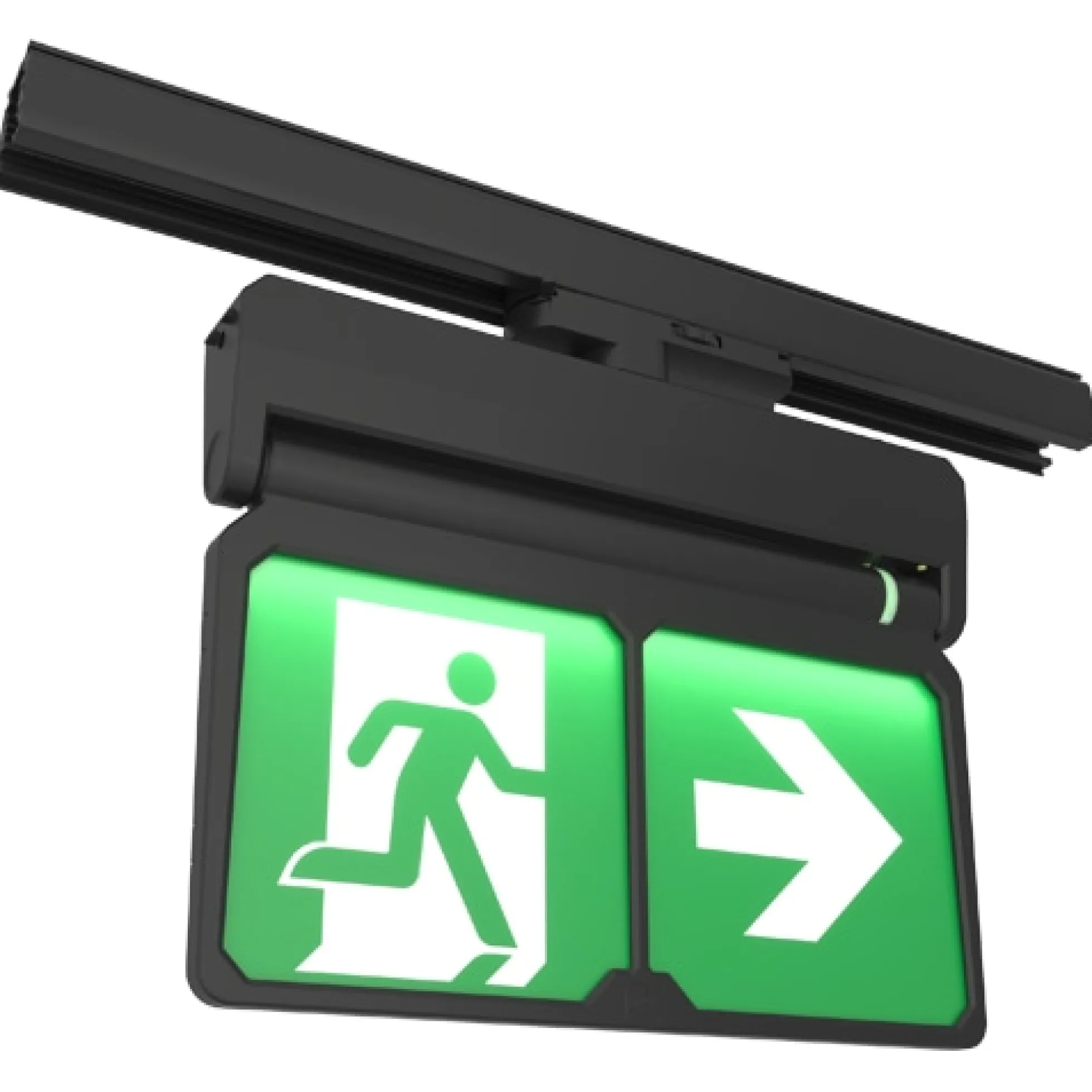 ADLER Exit Sign 3F skinne, 25 meter, 3 timer, sort, inkl. roterbar piktogram