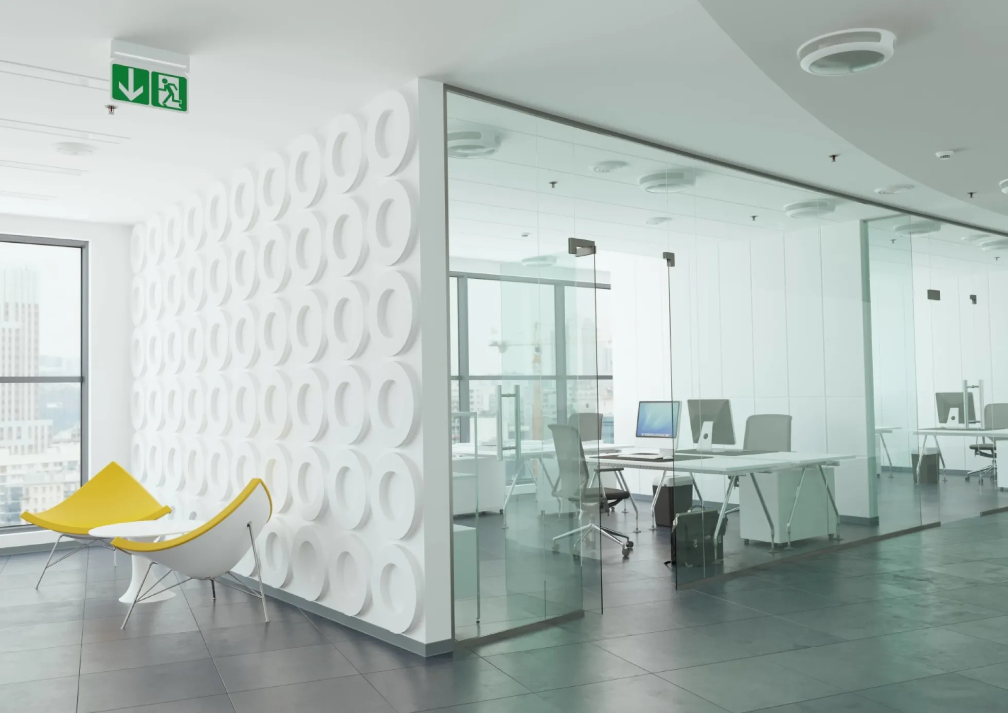 ADLER Exit Sign, 25 meter, 3 timer, hvid, inkl. roterbar piktogram