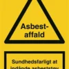 Advarselsskilt, asbestaffald, 297 x 210 mm (A4), plast