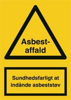 Advarselsskilt, asbestaffald, 297 x 210 mm (A4), plast