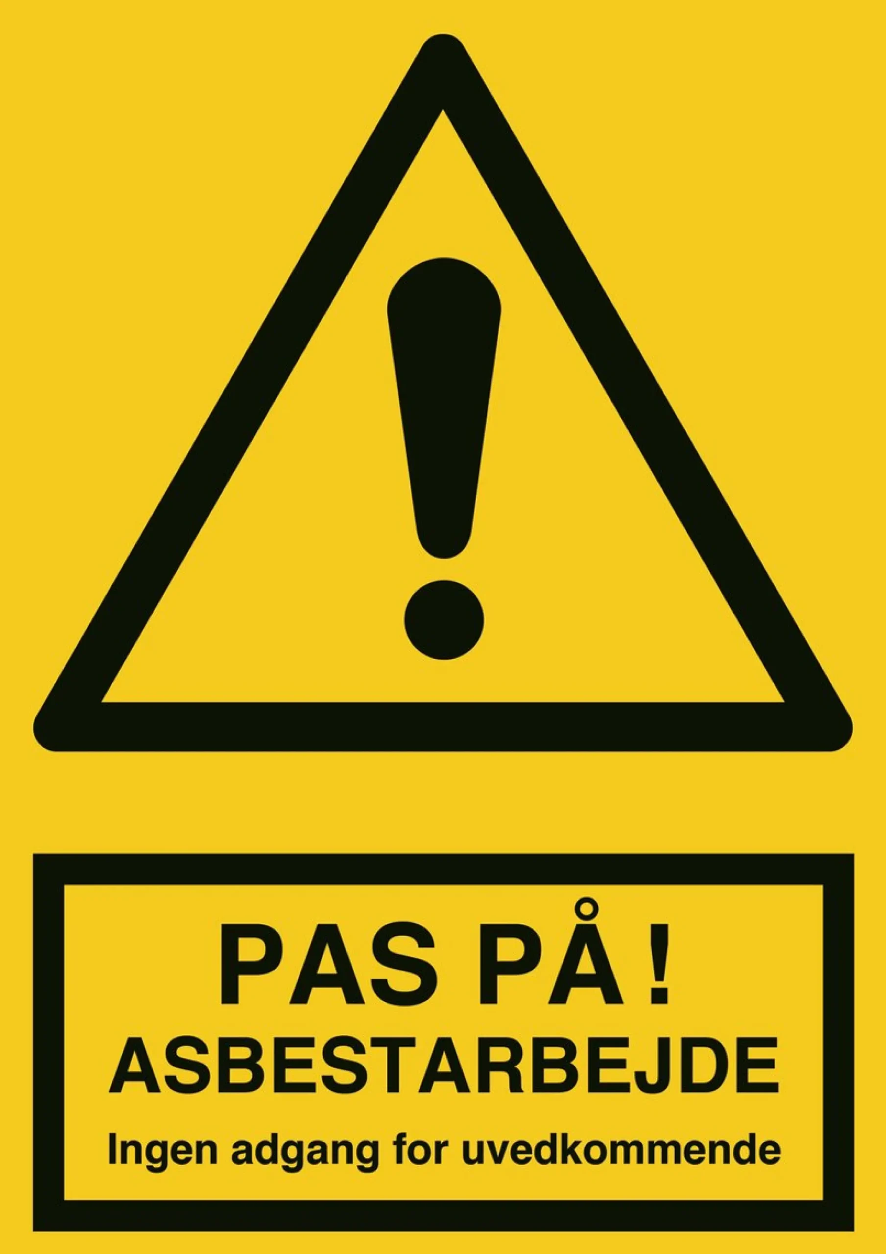 advarselsskilt, asbestarbejde, A4, 297 x 210 mm, plast