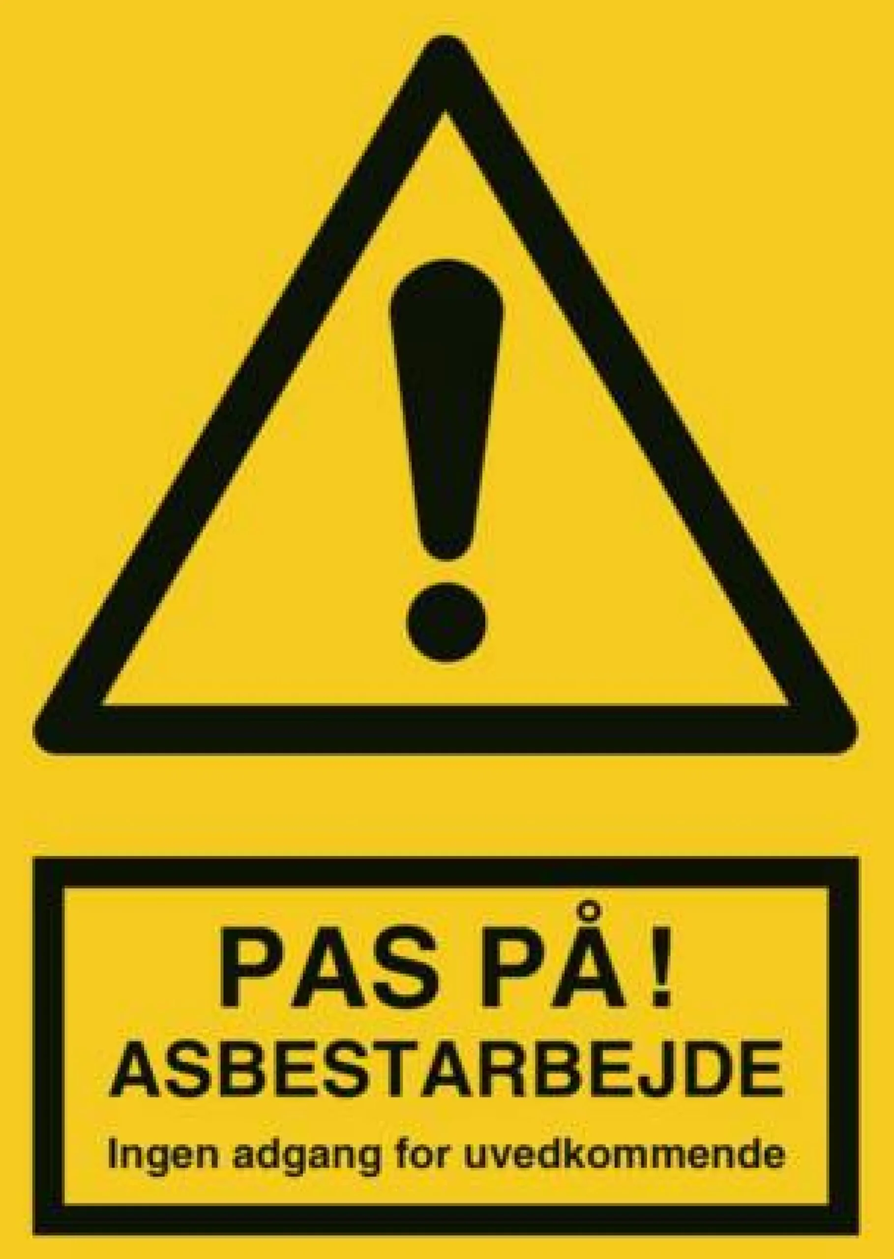 advarselsskilt, asbestarbejde, A4, 297 x 210 mm, plast
