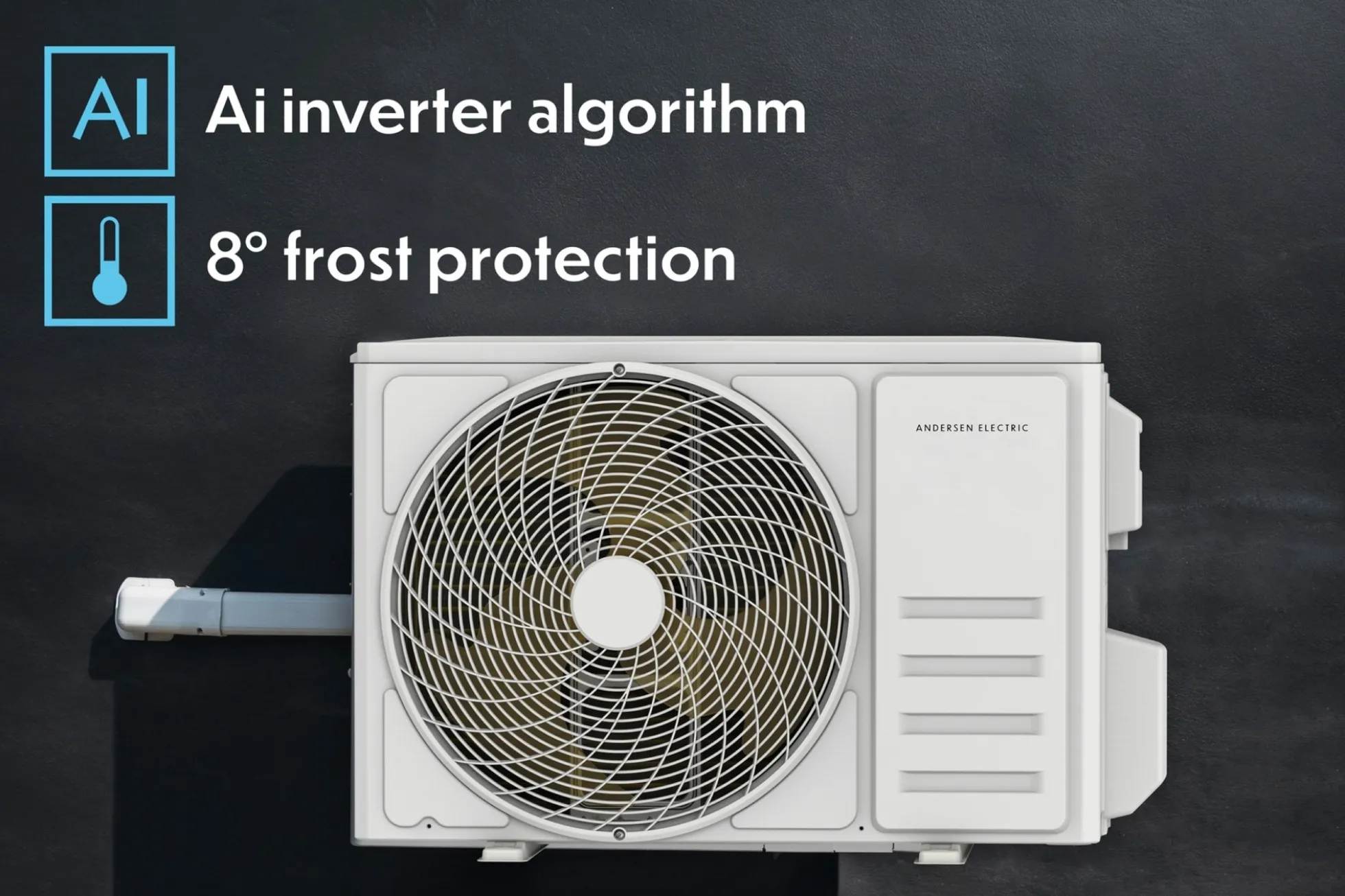 AE MAT PRO 12 komplet luft til luftvarmpe (A++/A+++), 3,86 kW, WiFi, <77 m², mat hvid indedel