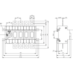Afbryder 160A, 4P, frontbetjening, venstre - Siemens