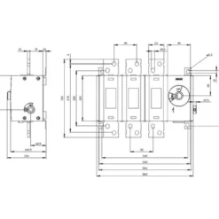 Afbryder 1600A, 5, 3P, lateral betjening højre - Siemens