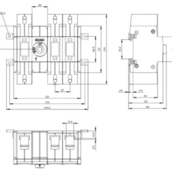 Afbryder 125A, 3-polet, frontbetjent, centerboks - Siemens