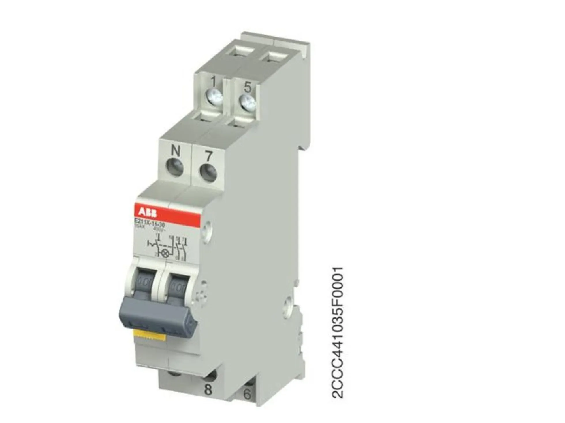 Afbryder 2P, 16A med gul LED, E211X-16-20 - ABB