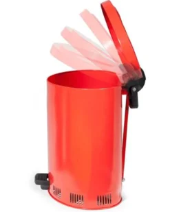 Affaldsspand 50L, lakeret stål, rød, med låg