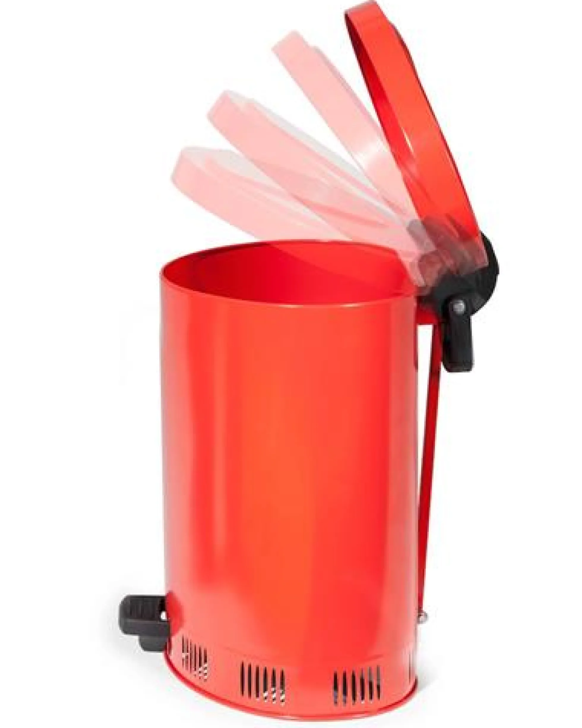 Affaldsspand 50L, lakeret stål, rød, med låg