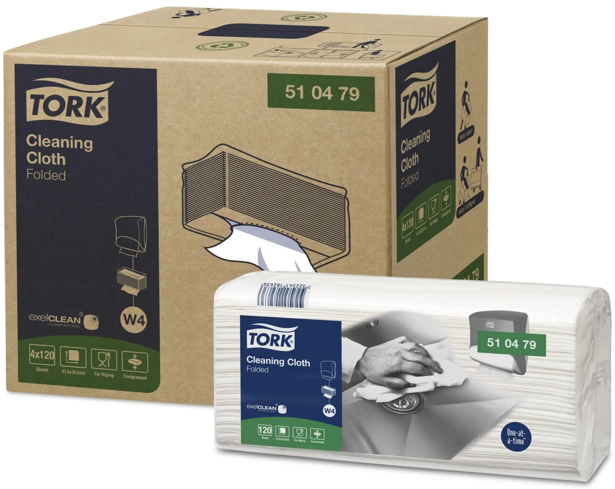 Aftørringsklud W4, 1-lags, 4x120 stk