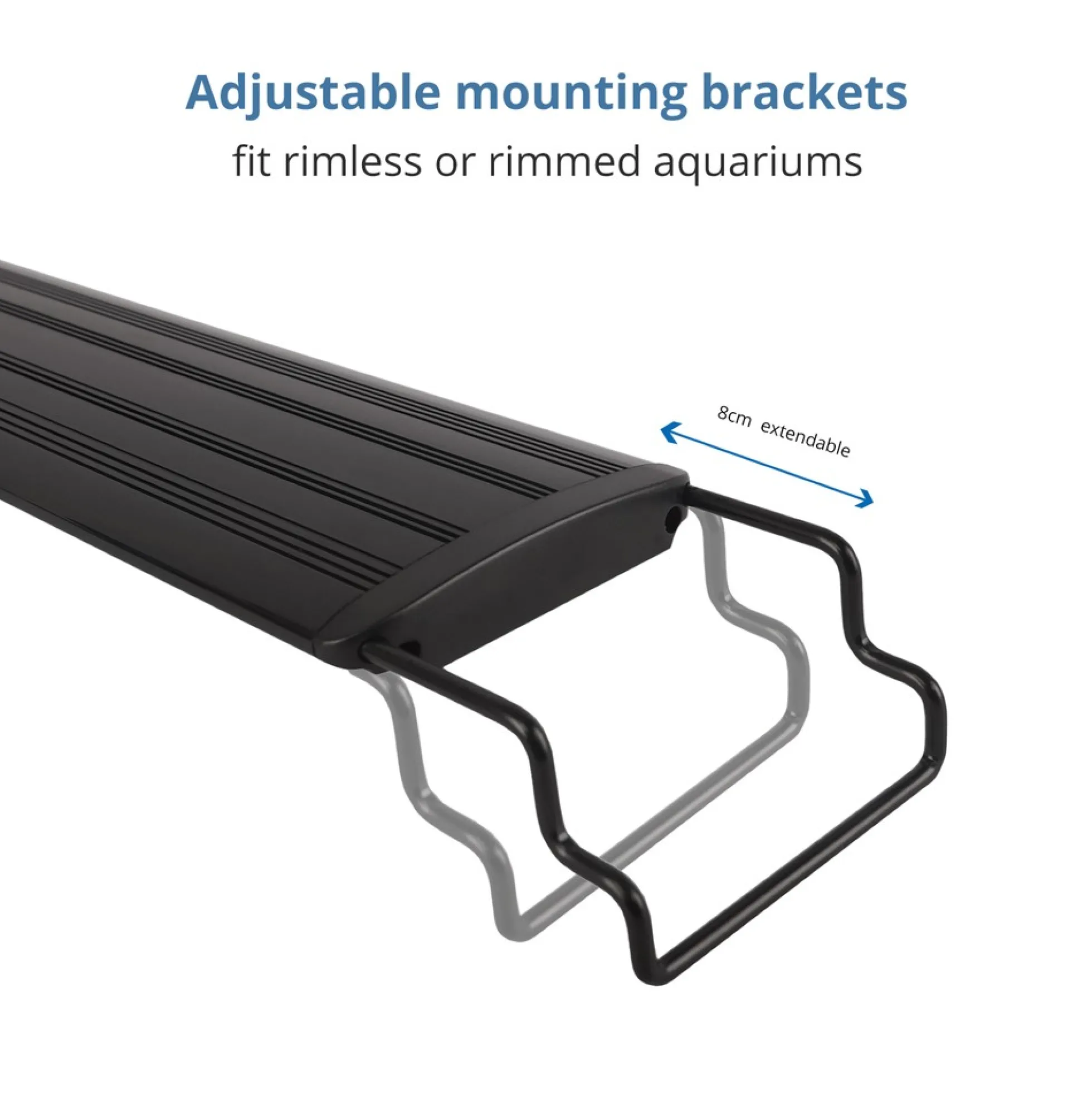 Akvarie armatur, 45-60 cm, 11W LED, hvid/blå/rød/grøn, justerbar længde, IP66