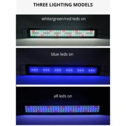 Akvarie armatur, 75-100 cm, 19W LED, hvid/blå/rød/grøn, justerbar længde, IP66