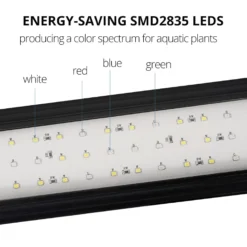 Akvarie armatur, 30-45 cm, 6W LED, hvid/blå/rød/grøn, justerbar længde, IP66