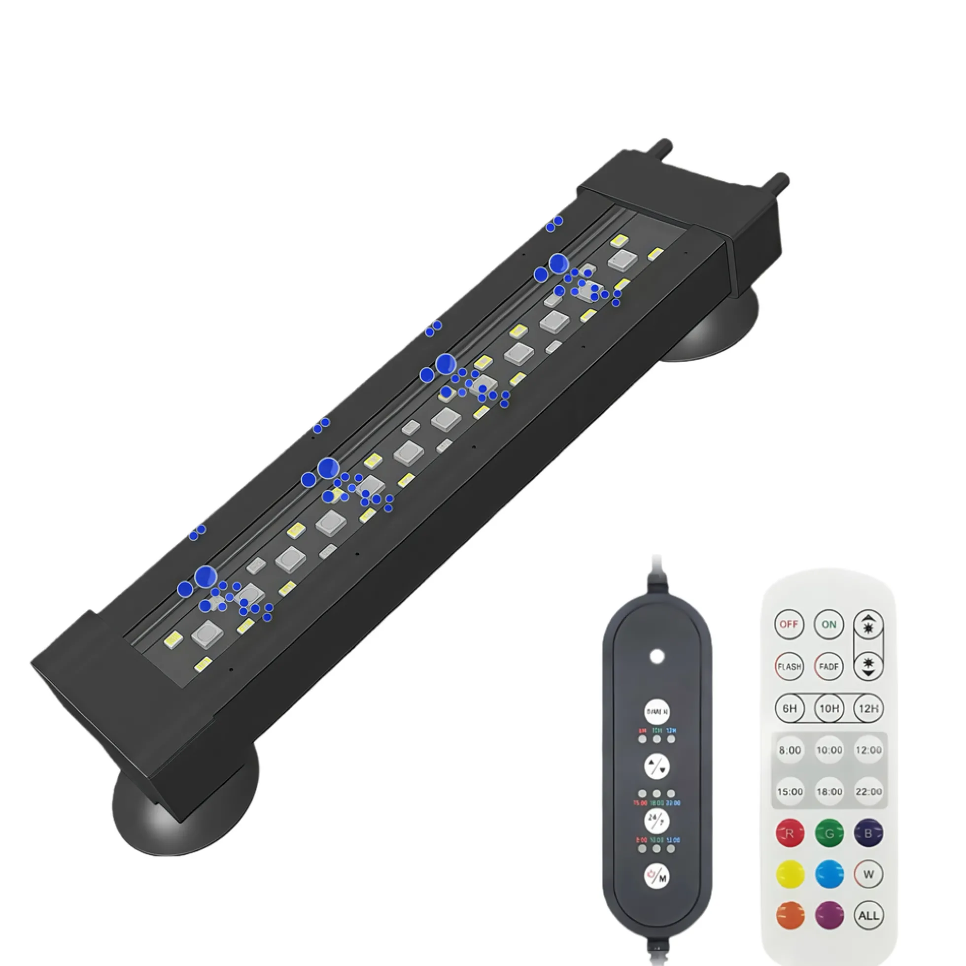 Akvarie armatur, 20cm, 8W, RGB+NW, IP68