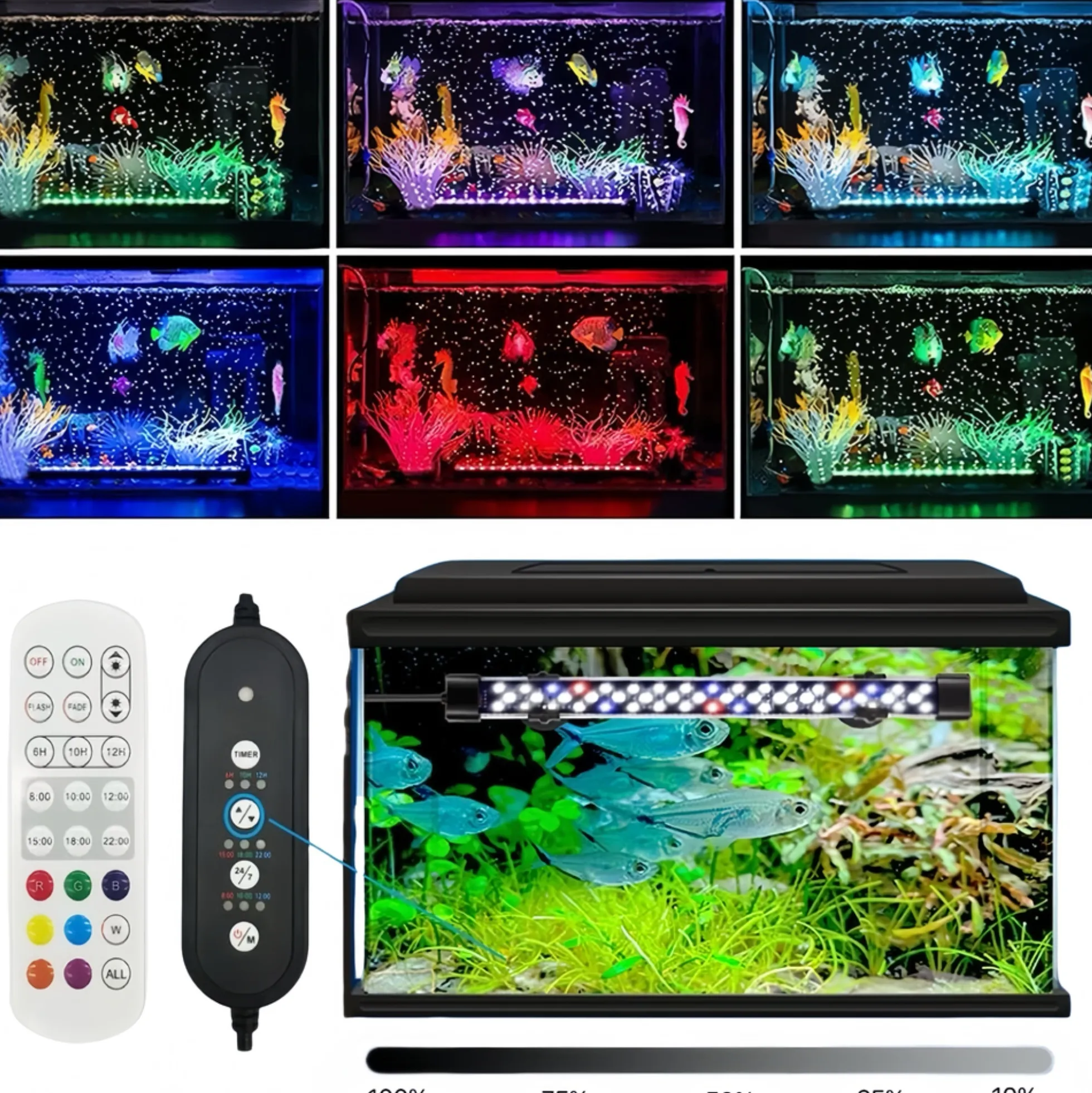 Akvarie armatur, 30 cm, 10W, RGB+NW, IP68