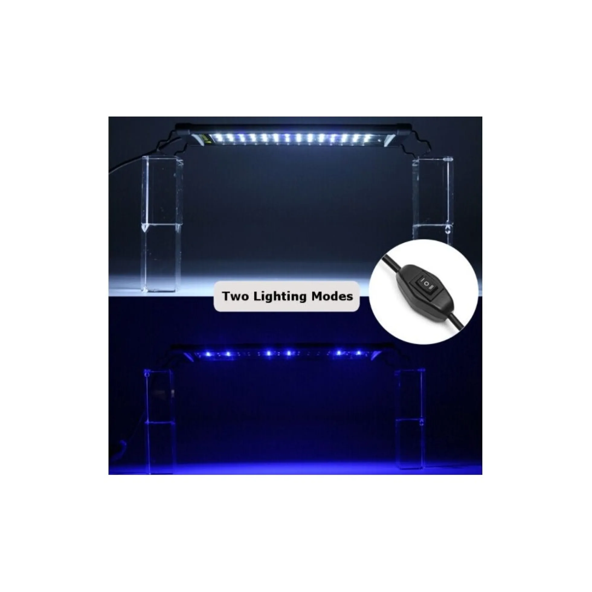 Akvariearmatur, LED, justerbar, hvid/blå - LEDlife