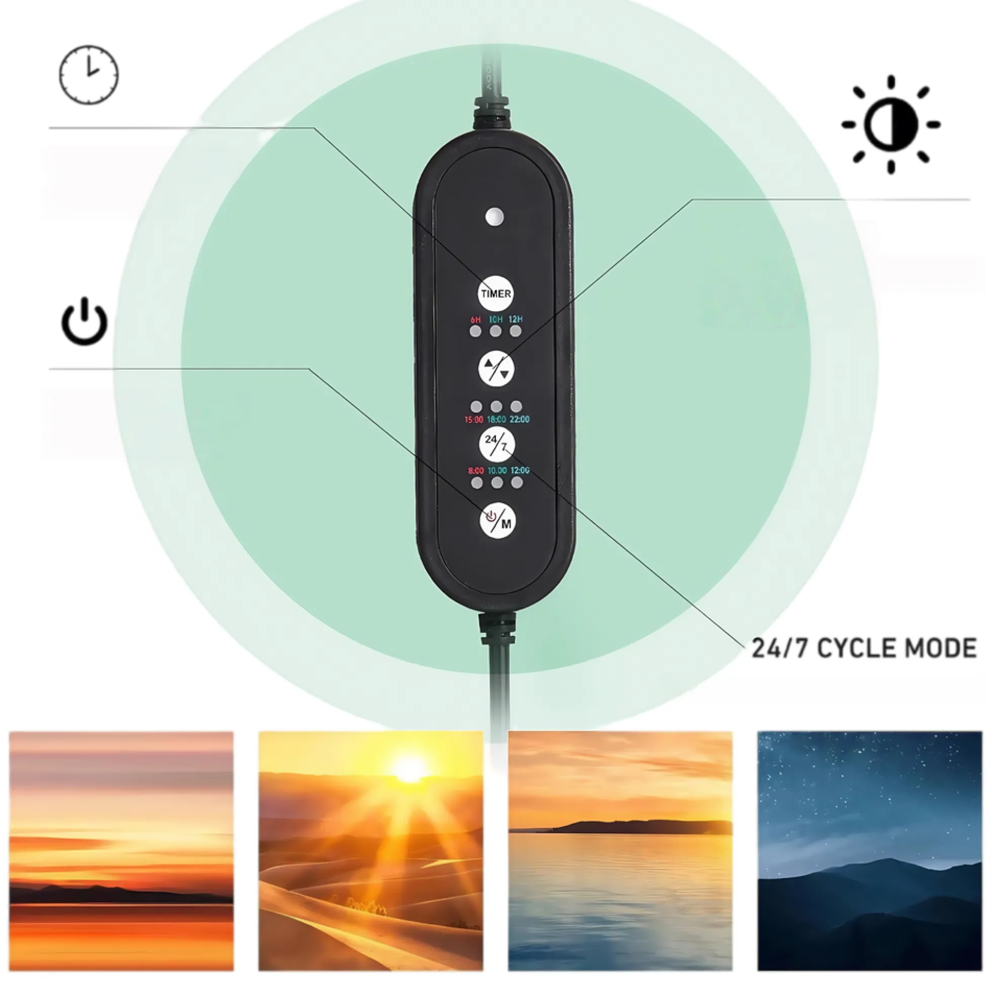 Akvarie lampe, 30 cm, 18W LED, RGBW, timer
