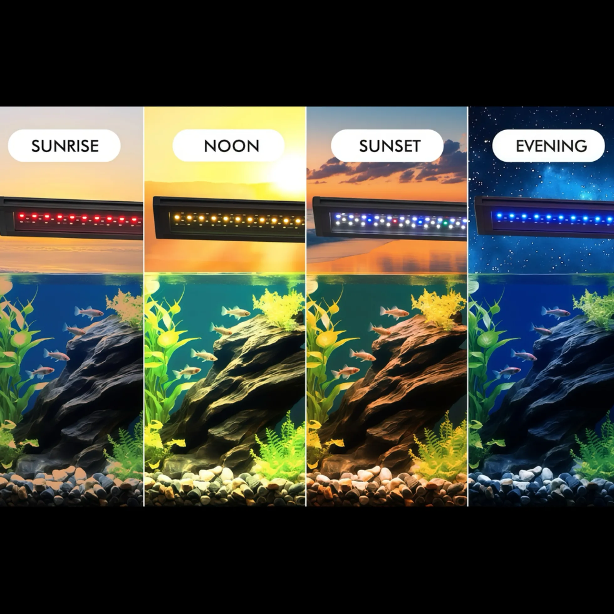 Akvarie lampe, 30 cm, 18W LED, RGBW, timer