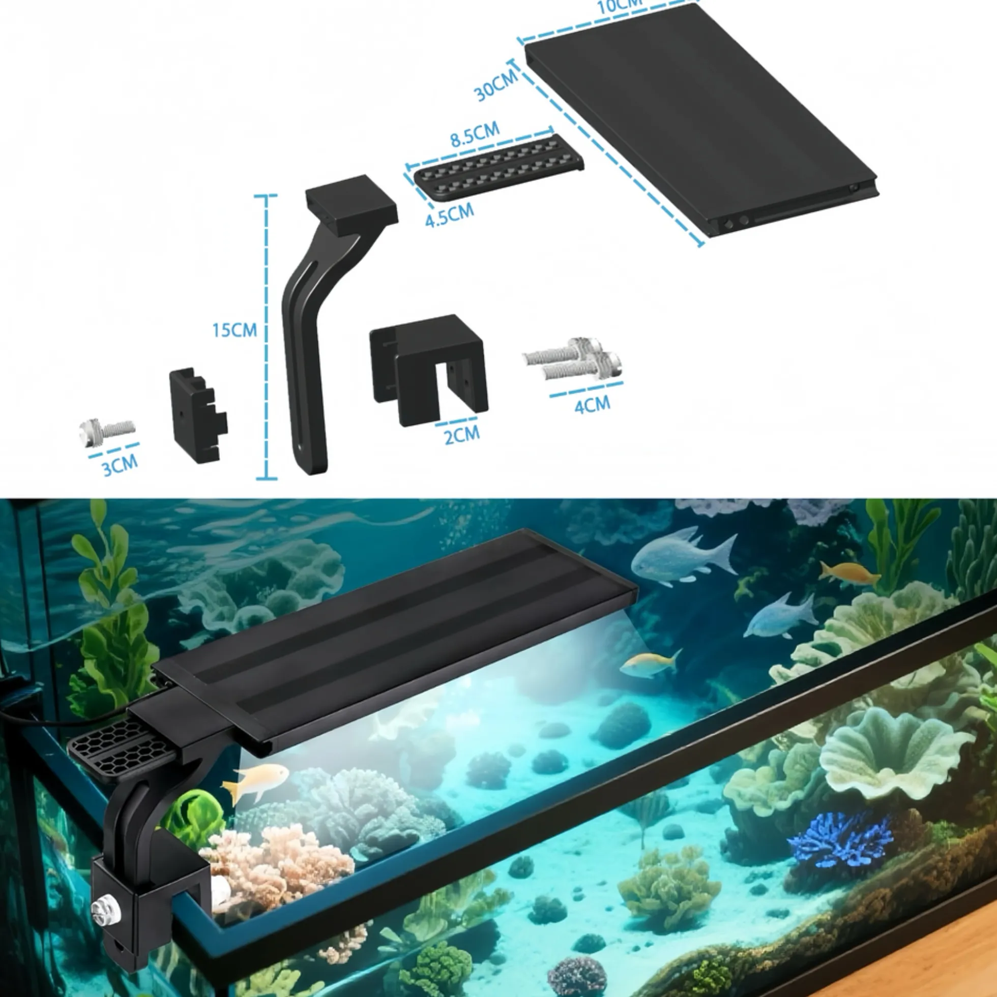 Akvarie lampe, 30 cm, 18W LED, RGBW, timer