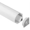 Alu hjørneprofil til LED strip, 1 meter, inkl. mælkehvidt cover, klips og endestykker