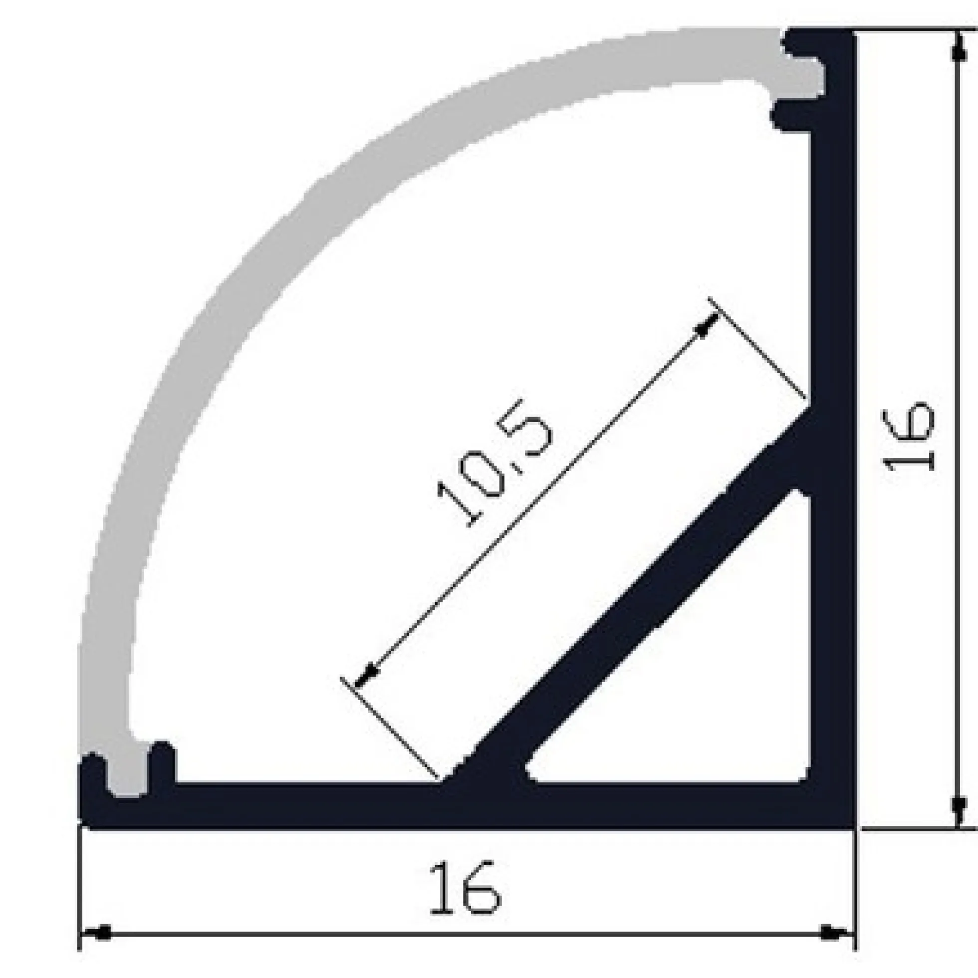 Alu hjørneprofil til LED strip, 1 meter, inkl. mælkehvidt cover, klips og endestykker