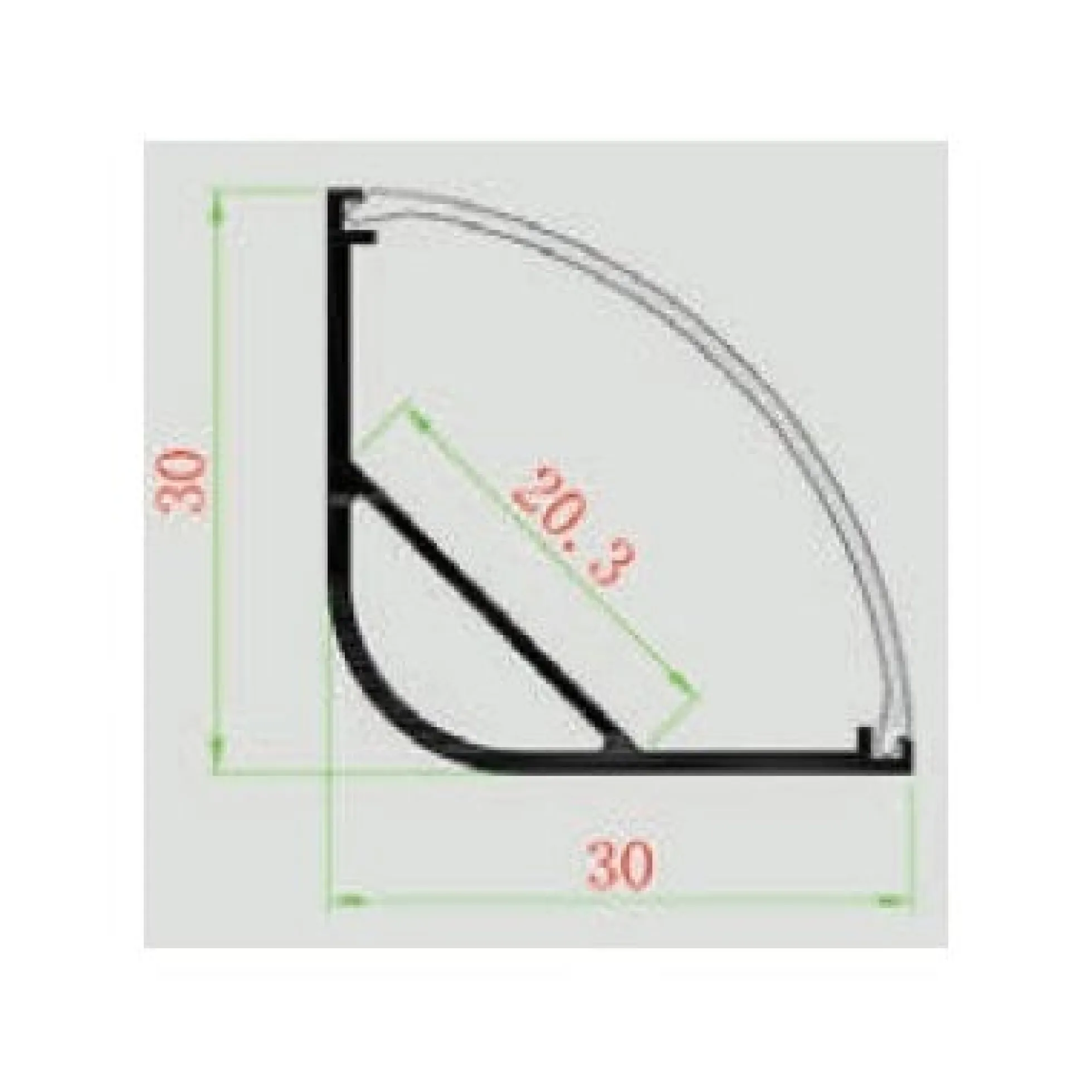 Alu hjørneprofil 30x30 til IP65 og IP68 LED strip med 2 meter længde, inkl. matteret cover og klips
