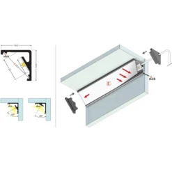 Aluminiumsprofil CABI12 E, hvid lakeret med hjørne og LED skinne