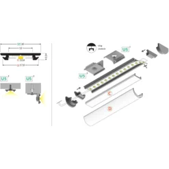 Aluprofil ARC12 CD/U5, hvid lakeret, 2 meter - Til indendørs brug