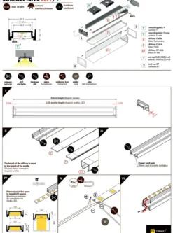 Aluprofil til bl.a. Philips Hue Lightstrips, model S (flere farver) 1m