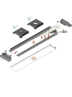 Aluprofil til bl.a. Philips Hue Lightstrips - Model G (flere farver)