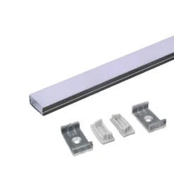 Aluprofil til LED-stribe, sølvfarvet, 2000x23,5x10 mm