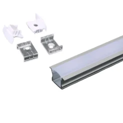 Aluprofil til LED-stribe, sølv, 2000x24x14,2 mm