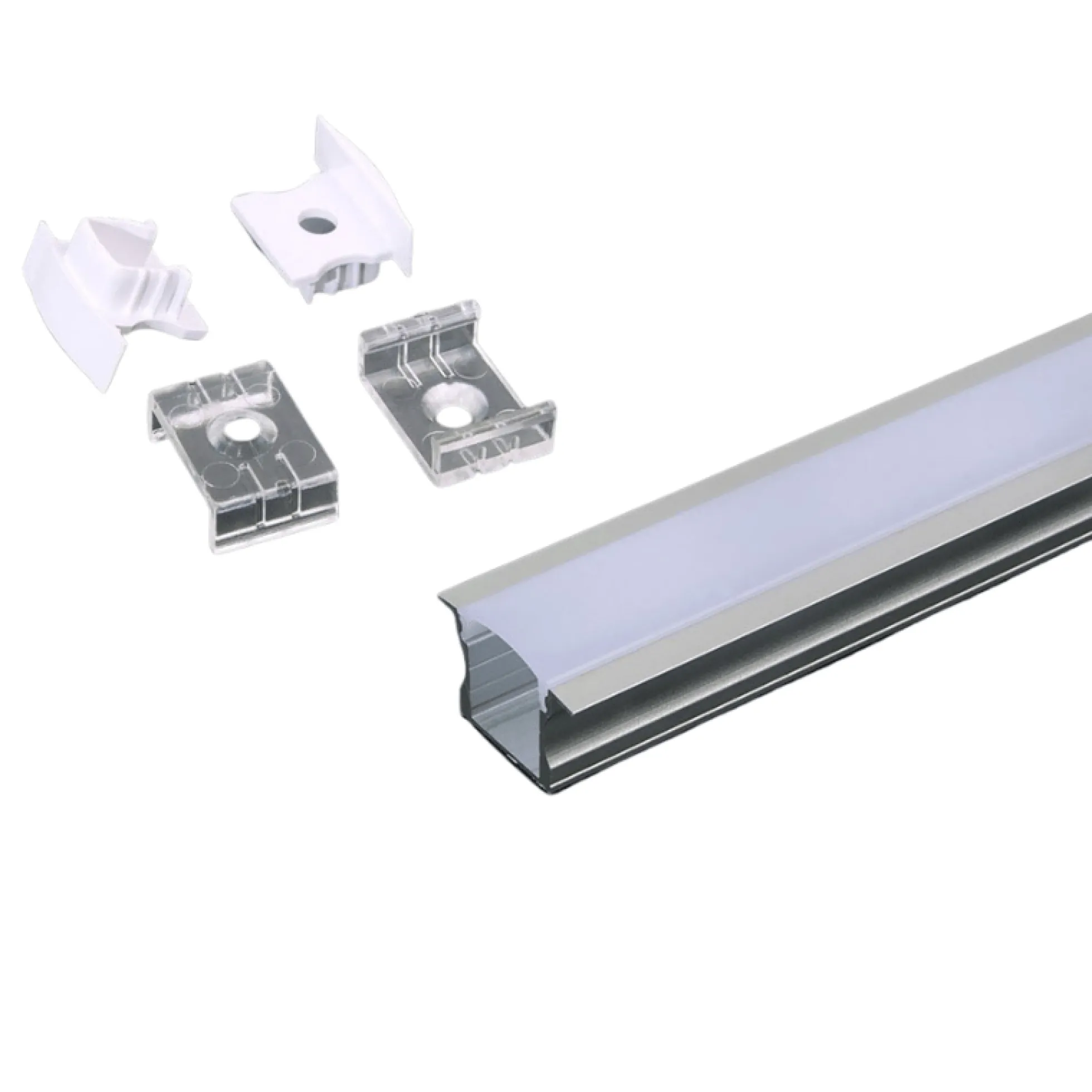 Aluprofil til LED-stribe, sølv, 2000x24x14,2 mm