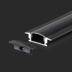 Aluprofil til LED-stribe, sort, 2000x24,7x7 mm