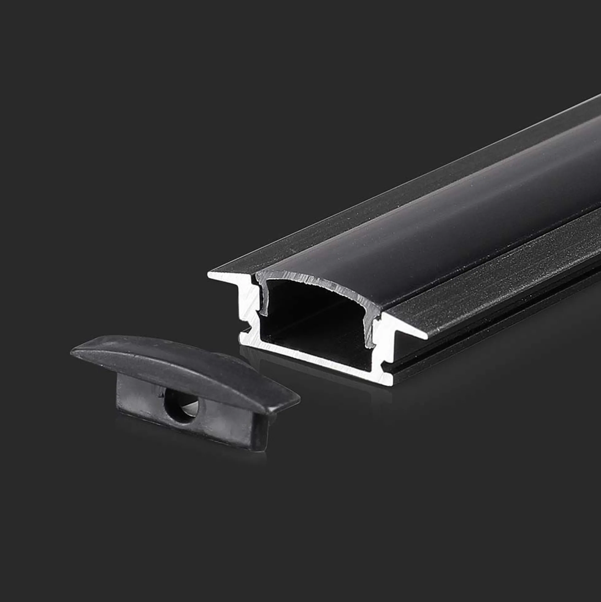 Aluprofil til LED-stribe, sort, 2000x24,7x7 mm