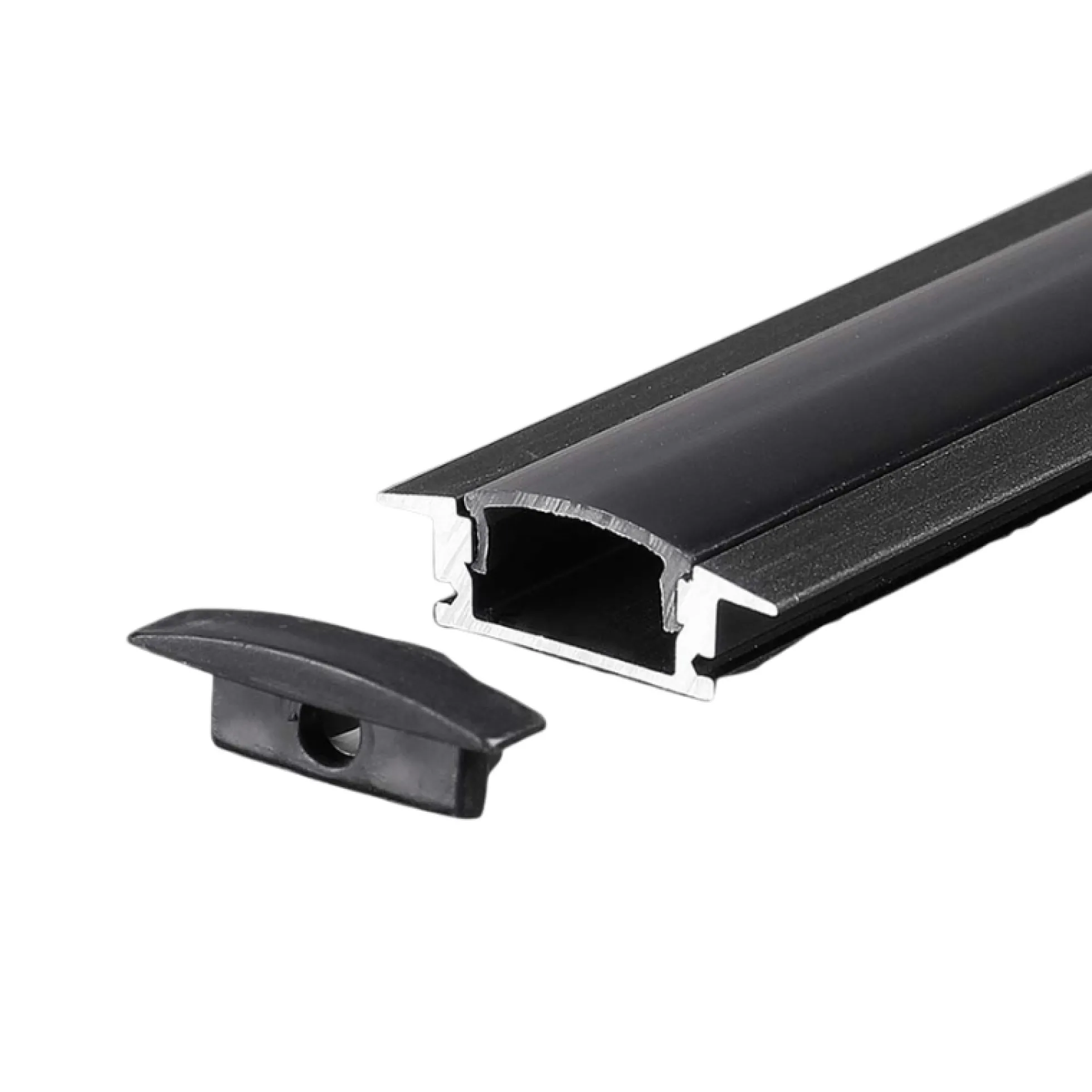 Aluprofil til LED-stribe, sort, 2000x24,7x7 mm