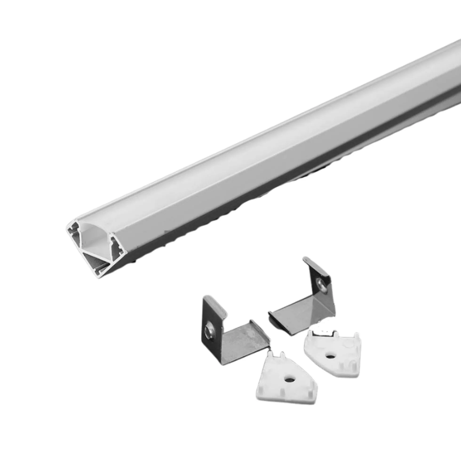 Aluprofil til LED Strip PCB 12 mm, hjørne diffuser, 2000x19x19 mm, hvid