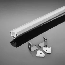Aluprofil til LED Strip PCB 12 mm, hjørne diffuser, 2000x19x19 mm, hvid