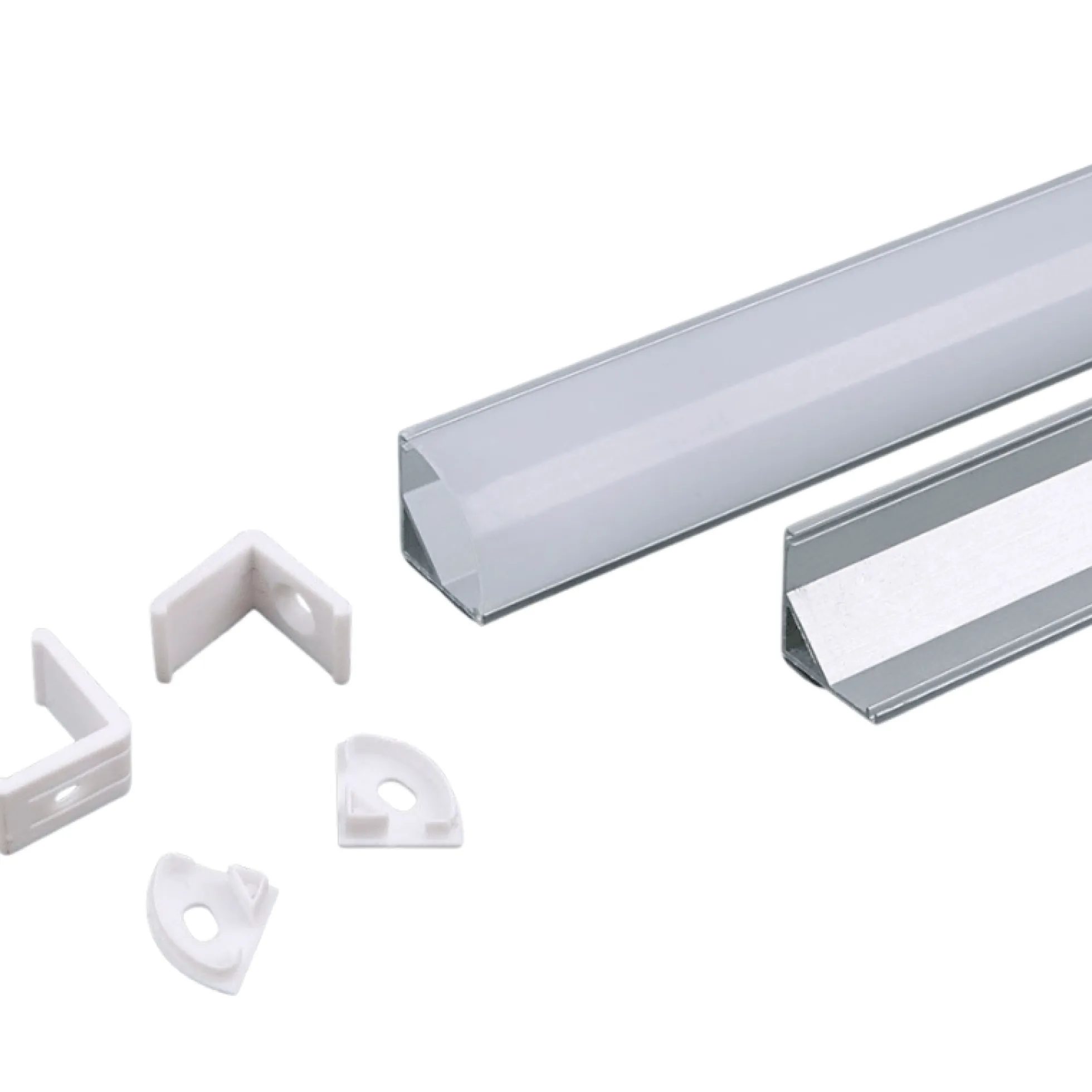 Aluprofil til LED-strips, hjørneprofil, 2000x15,8x15,8 mm, sølvfarvet